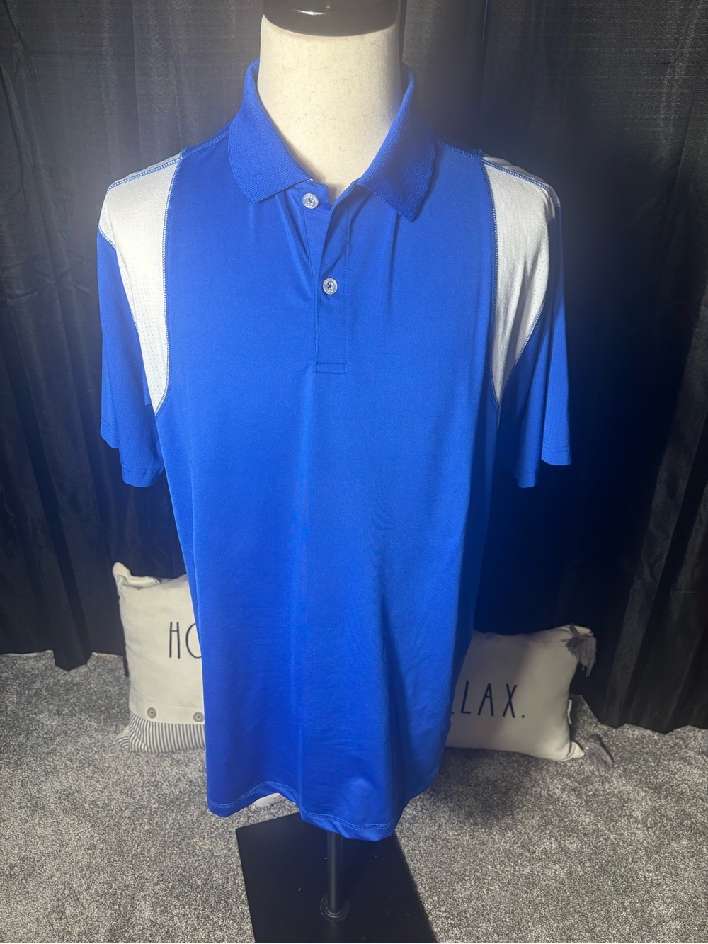 Tabasco Sport Royal Blue Polo with White Shoulder Panels -Size Large